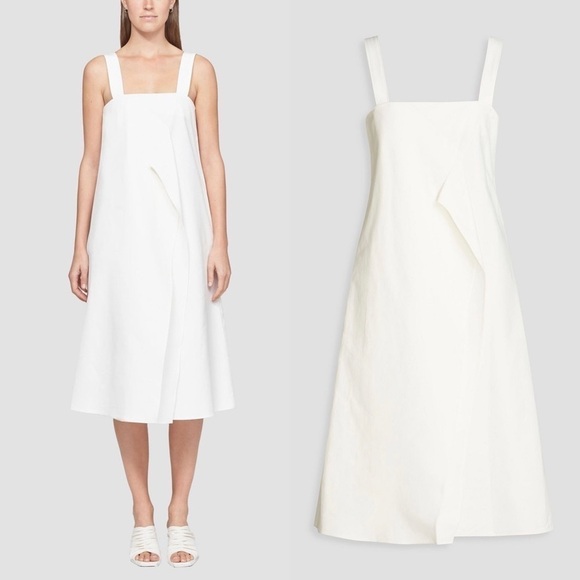 3.1 PHILLIP LIM Draped Square Neck Structured Cotton Sleeveless Midi Dress 10 - Picture 12 of 14